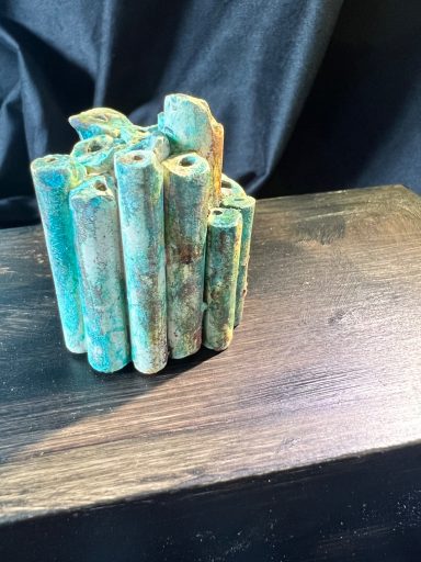 clay pipe, copper & iron powder